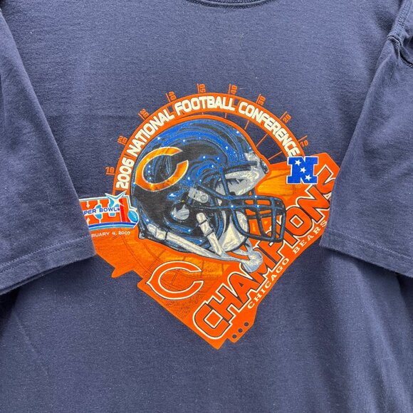 Chicago Bear 2006 Shirt Men Large Navy NFC Champions NFL Vintage Super Bowl - Picture 8 of 11